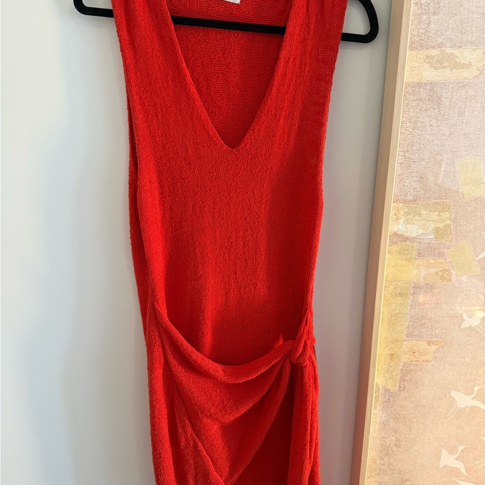 Free People Red Ribbed Knit Mini Dress